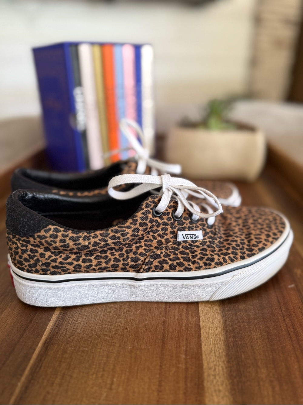 Vans Leopard Print Canvas Sneakers in Brown and Black